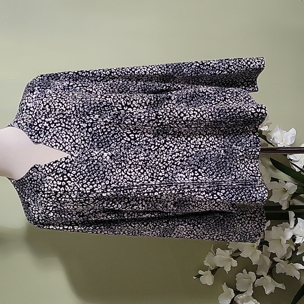 Nanette Lepore Black Ivory Grey Tunic Shirt Large